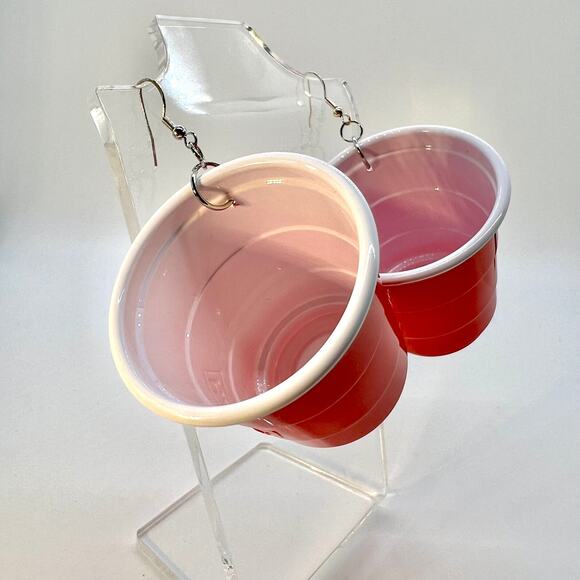 Solo Cup Shot Earrings - Shot Glass Earrings - Party Earrings - Club Accessories - Picture 4 of 11